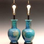 [Table Lamp] : pair of large vintage haeger pottery mottled turquoise lava lamps large lava lamp ...