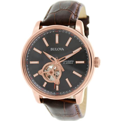 Bulova - Bulova Men's Automatic Brown Leather Automatic Watch 97A109 ...