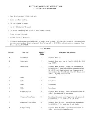 Fillable Online Record Layout and Description Lotus 1-2-3 Spreadsheet ...