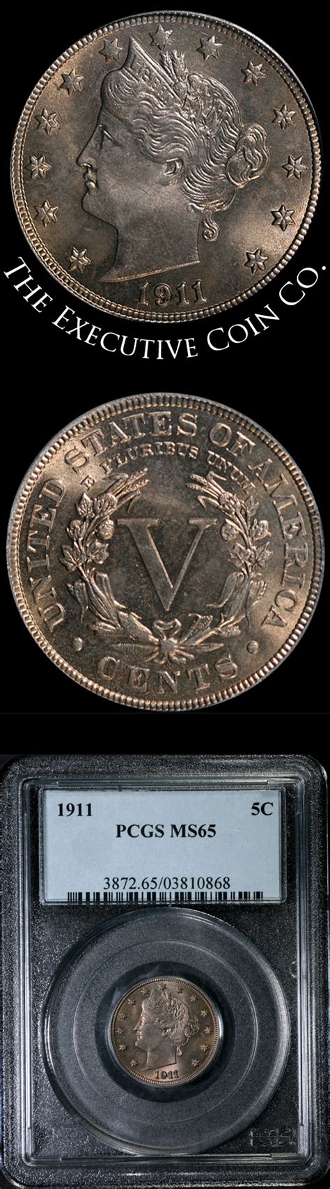 Outstanding 1911 Liberty V Nickel has super eye appeal with iridescent golden tones and luster ...