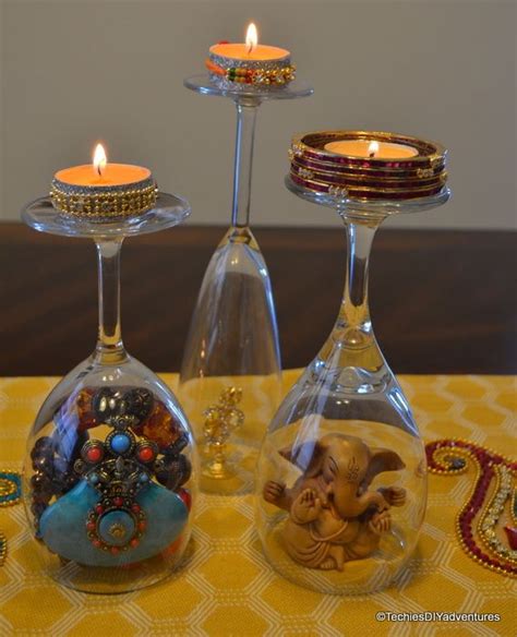 Techie's DIY Adventures: Tea Light/Candle holders | Diwali decoration ...