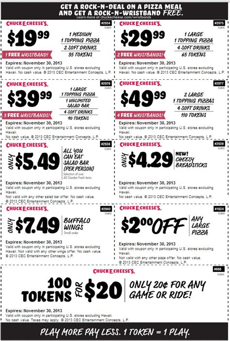 2014 Printable Chuck E Cheese Coupons | So Many Discounts