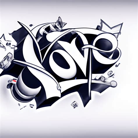 Tattoo Illustration Graffiti Style the Word Love a Six Point Star ...