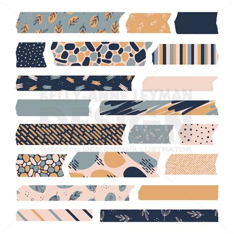 Digital Washi Tape Clipart, Printable Washi Tape, Modern, Abstract ...