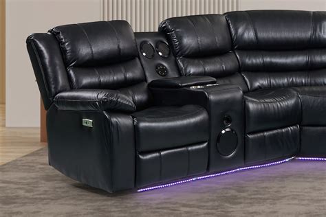 MODENA Air Leather Sectional Power Reclining Sofa with LED & Speaker ...