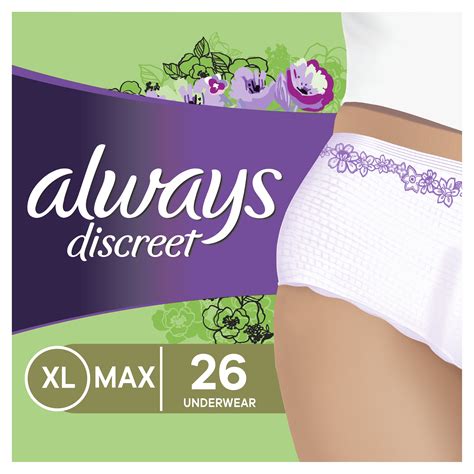 Always Discreet Incontinence Underwear for Women, Maximum, XL, 26 ct ...