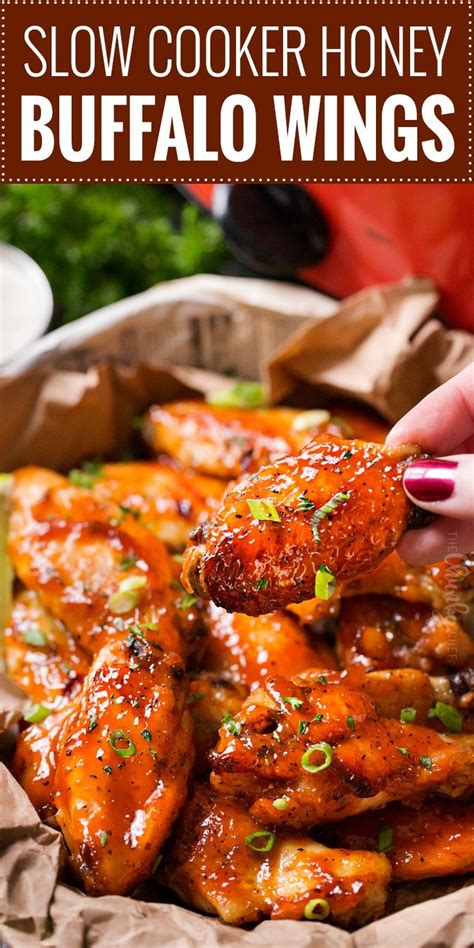 Slow Cooker Honey Buffalo Wings - The Chunky Chef