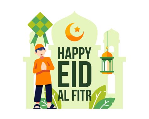 Happy Eid Al Fitr Background With Young Muslim Boy 1217522 Vector Art at Vecteezy