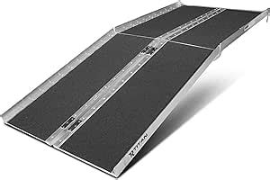 Titan Ramps Portable Wheelchair Ramp Multi Fold 6 ft Long x 30 in Wide 600 lb Capacity Anti-Slip ...