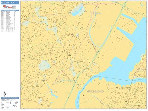 Elizabeth New Jersey Wall Map (Basic Style) by MarketMAPS - MapSales.com