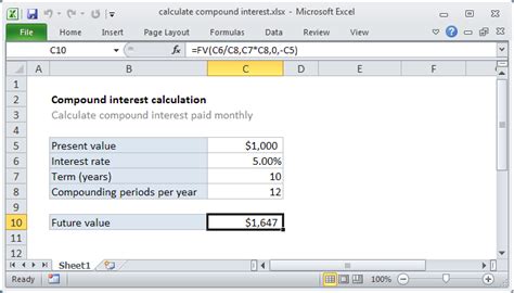 Excel formula: Calculate compound interest | Exceljet