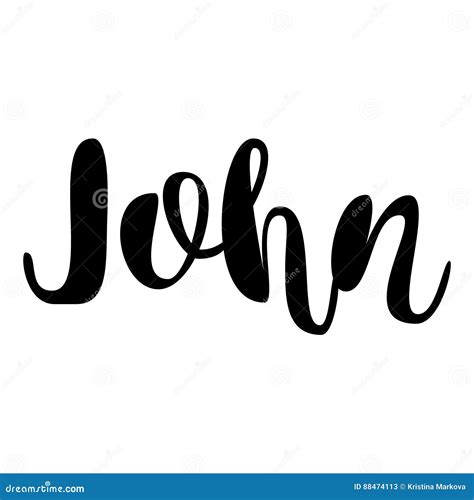 Male Name - John. Lettering Design. Handwritten Typography. Vector Stock Vector - Illustration ...