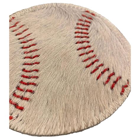 Hair-on-Hide Baseball Coaster, Set of 4 – High Fashion Home