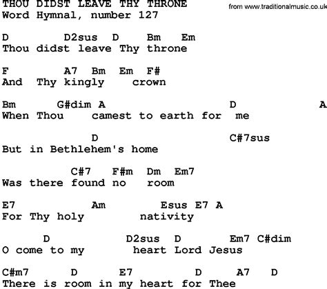 Gospel Song: Thou Didst Leave Thy Throne-Trad, lyrics and chords.