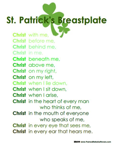 St. Patrick's Breastplate & Printables of St. Patrick's Prayer