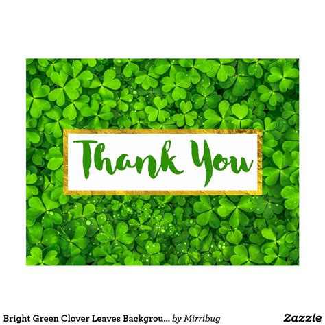 Bright Green Clover Leaves Background Thank You Postcard | Zazzle | Thank you postcards, Clover ...