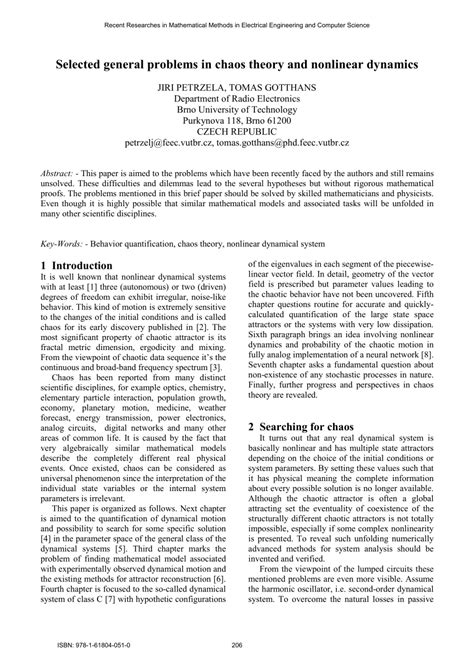 (PDF) Selected general problems in chaos theory and nonlinear dynamics