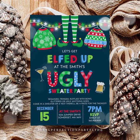 Free Printable Ugly Christmas Sweater Party Invitations