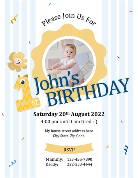 11+ Free Baby Birthday Invitation Card Templates for MS Word