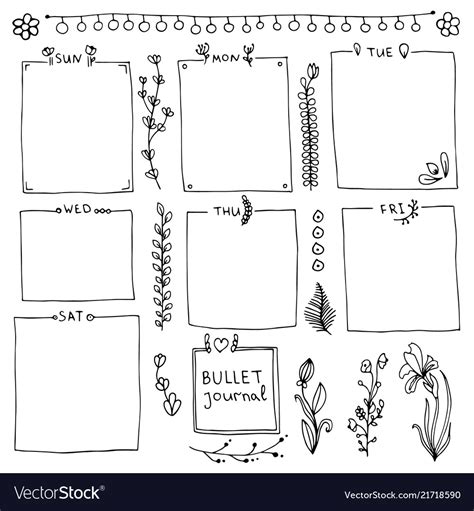 Collection of design elements for bullet journal Vector Image