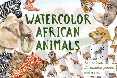 Watercolor African Animals Graphic by brush_sister · Creative Fabrica