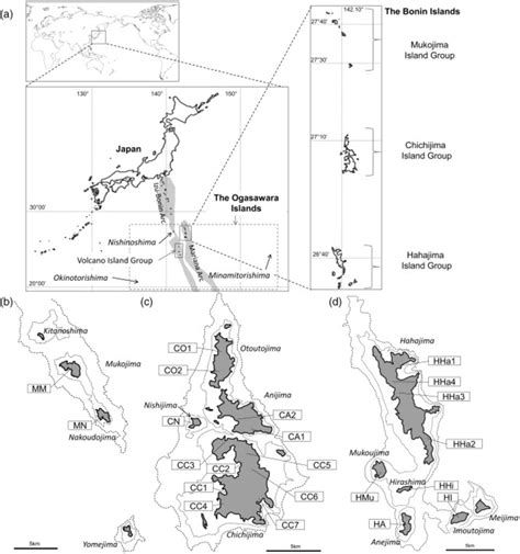 Maps showing the location of the Ogasawara and the Bonin Islands (a)... | Download Scientific ...