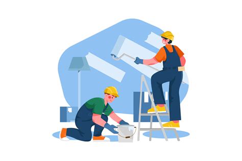 Construction worker painting wall 8516301 Vector Art at Vecteezy