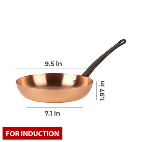 Pure copper frying pan for induction stoves without coating, Ø 9.5 in – Cuisine Romefort