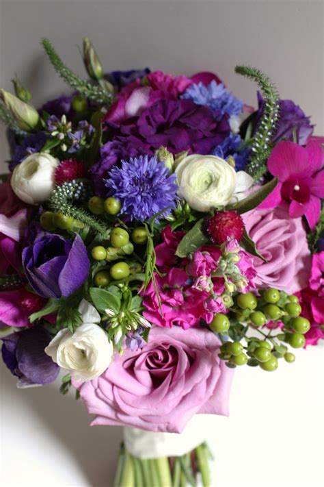 www.studioblush.com #bouquet jewel toned bridal bouquet with magenta and purple flowers Wedding ...