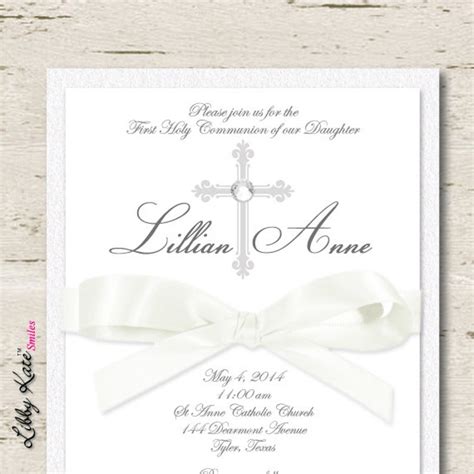 First Communion Invitation Elegant Communion Invitation White - Etsy