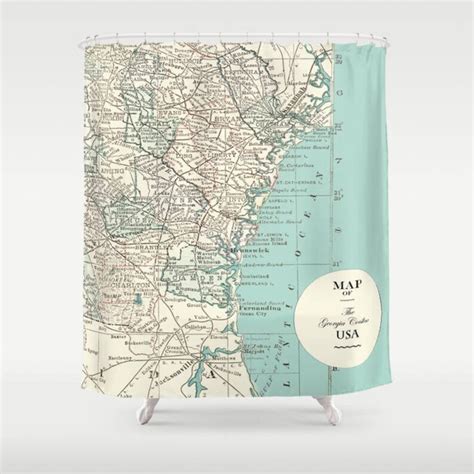 Georgia Coastline Map Shower Curtain Atlantic Seaboard - Etsy