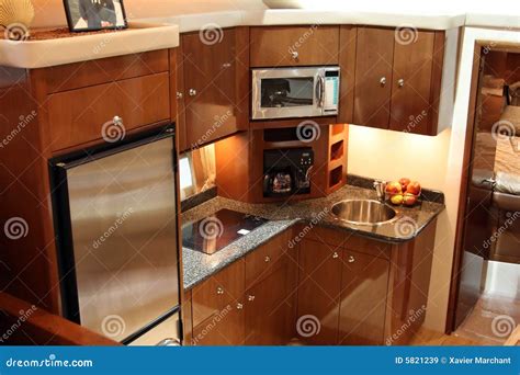 Yacht kitchen stock image. Image of fridge, interior, sink - 5821239