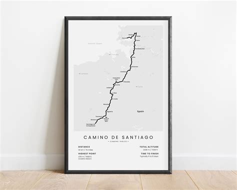 Camino Ingles (The English Way) Map Poster | TrailGoals