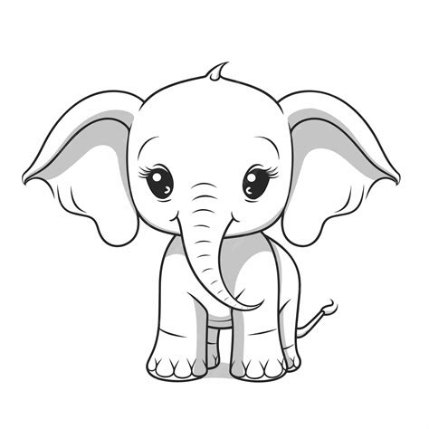 Cute Elephants Clipart Black And White