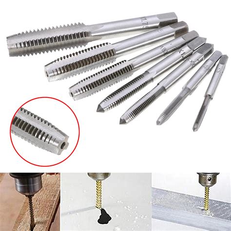 New 7pcs/set M3 M12 HSS Metric Tapper Right Hand Thread Tap Tool 0.5mm 1.75mm Pitch For Home ...