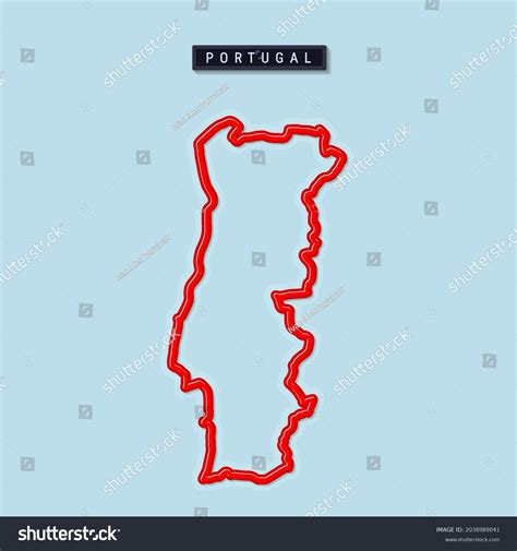 Portugal Bold Outline Map Glossy Red Stock Vector (Royalty Free ...