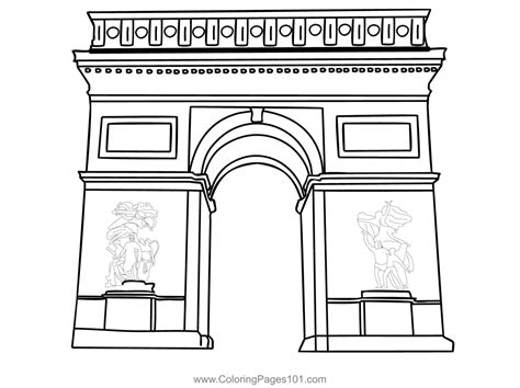 Arc De Triomphe Coloring Page for Kids - Free France Printable Coloring ...