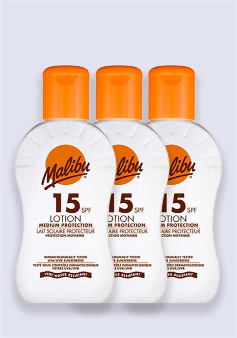 Malibu Sun Lotion SPF 15 100ml - 3 Pack – The Suncare Shop