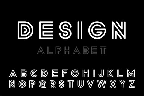 Modern designer font, striped letters