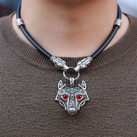 High Quality Norse Vikings Pendant Necklace Norse Wolf Head Necklace ...