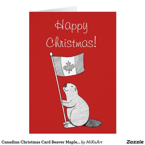 Canadian Christmas Card Beaver Maple-leaf Flag | Zazzle.ca | Canadian christmas, Christmas cards ...