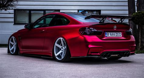 Thumbs Up Or Down? Stanced BMW M4 In Satin Red | Carscoops