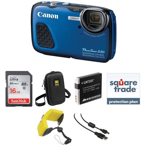 Canon PowerShot D30 Waterproof Digital Camera Deluxe Kit (Blue)