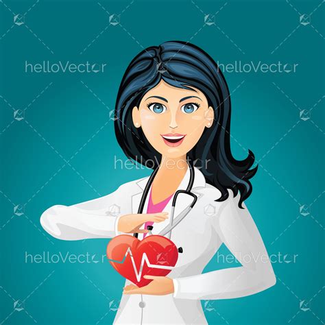 Doctor cardiologist with red heart. Female doctor with stethoscope ...