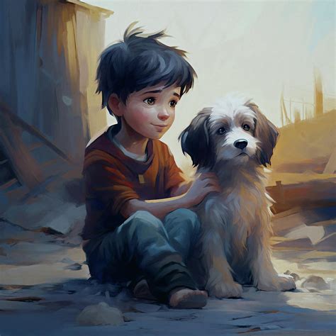 A Boy And His Dog Digital Art by Marian's Graphic - Fine Art America