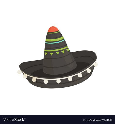 Black mexican sombrero hat traditional symbol Vector Image