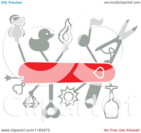 Cartoon of a Love Swiss Army Knife and Tools - Royalty Free Vector ...