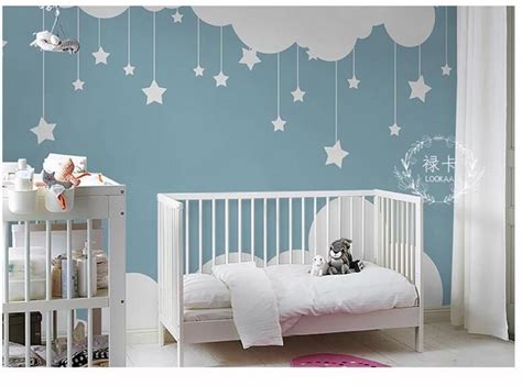 Lovely Simple Kids Nursery Clouds Wallpaper Wall Mural Two | Etsy | Baby room wall, Kids room ...