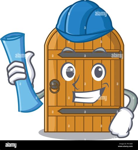 Architect wooden door isolated on character cartoon vector illustration Stock Vector Image & Art ...