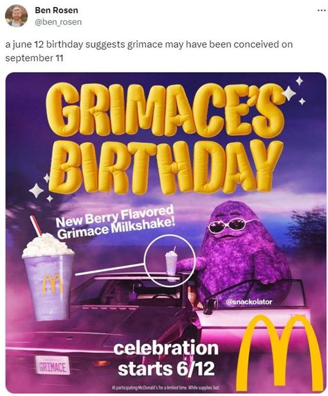 a june 12 birthday suggests grimace may have been conceived on ...